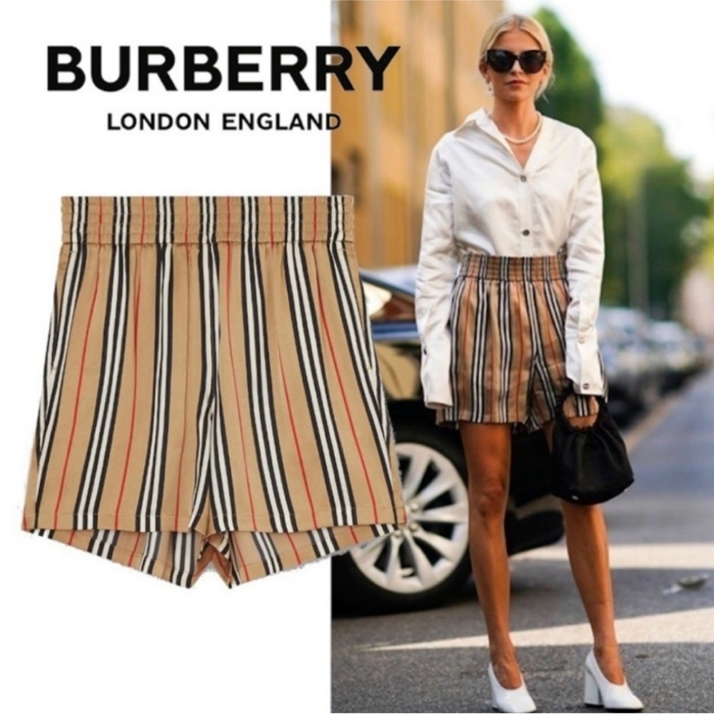 Burberry Tan and Black High Waist Shorts